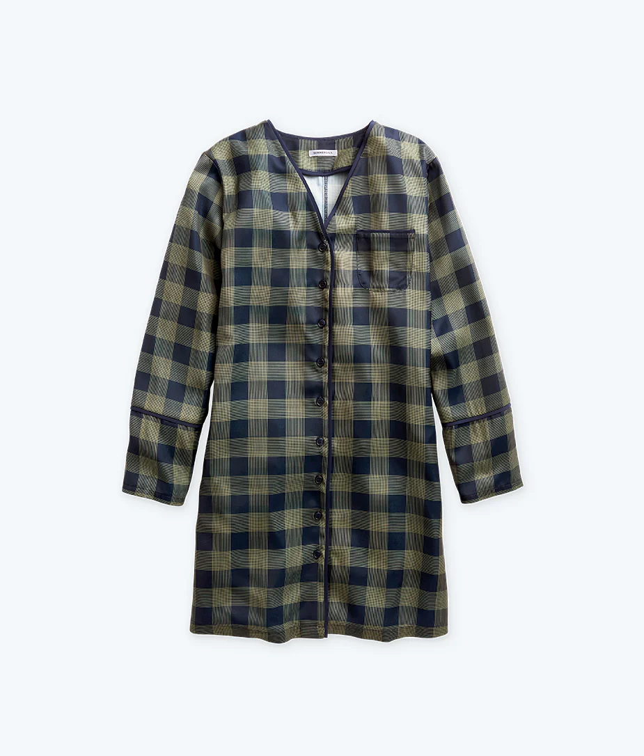 The Cloud 9 Boyfriend Sleep Shirt - Buffalo Check in Deep Sea & Gold - Image 4