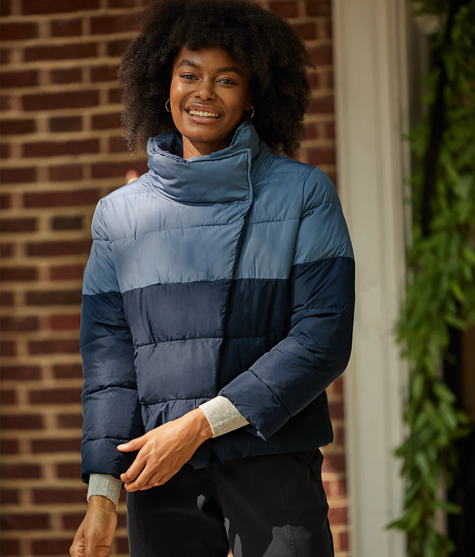 The Colorblock Eco Puffer Jacket - Midnight & Slate - Image 4
