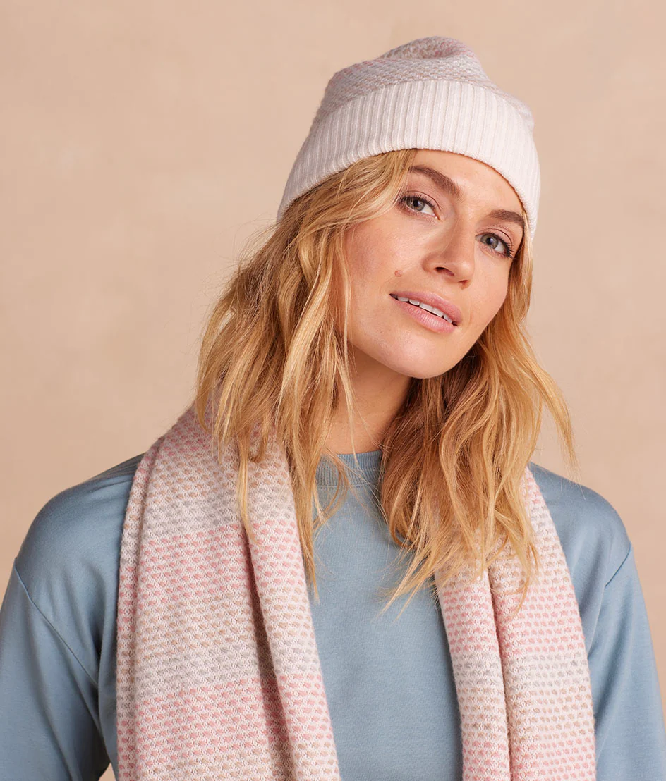 The Coziest Cashmere Blend Soft Stripe Hat - Pastel Soft Stripe - Image 2