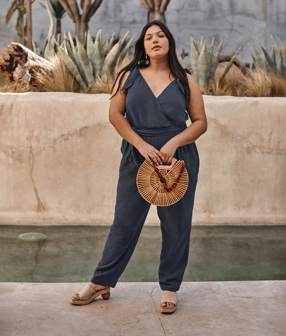 The Going Places Gauze Tie-Shoulder Jumpsuit - Main - Image 2
