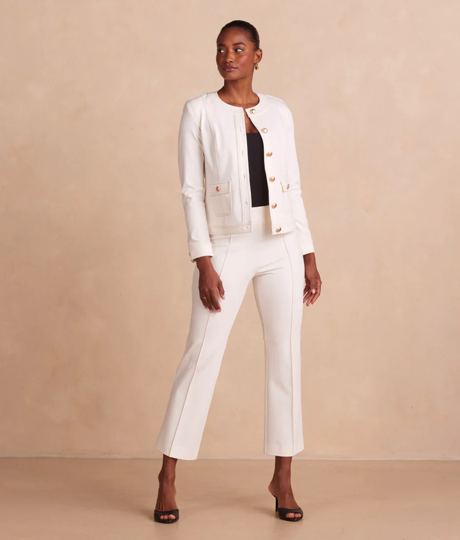 The Icon Ponte Jacket - White Sand - Image 7