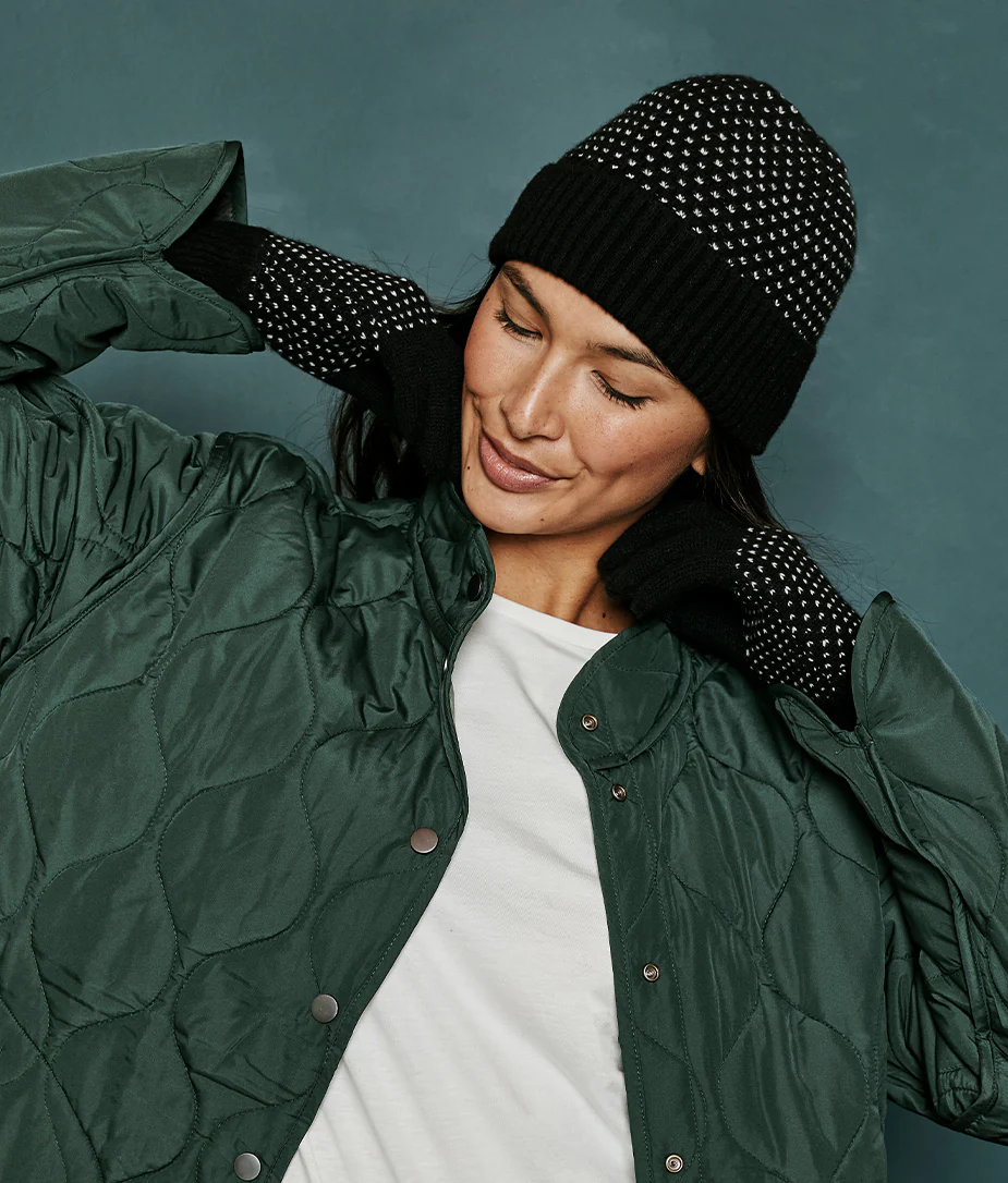 The Luxe Cashmere Blend Mix Stitch Hat - Sea Urchin & White Sand - Image 4