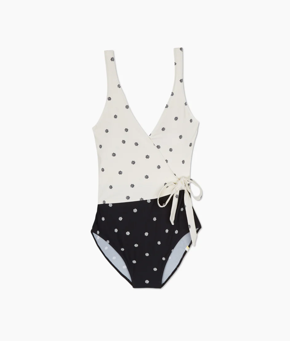 The Perfect Wrap One-Piece - Microfloral in Sea Urchin & White Sand - Image 4