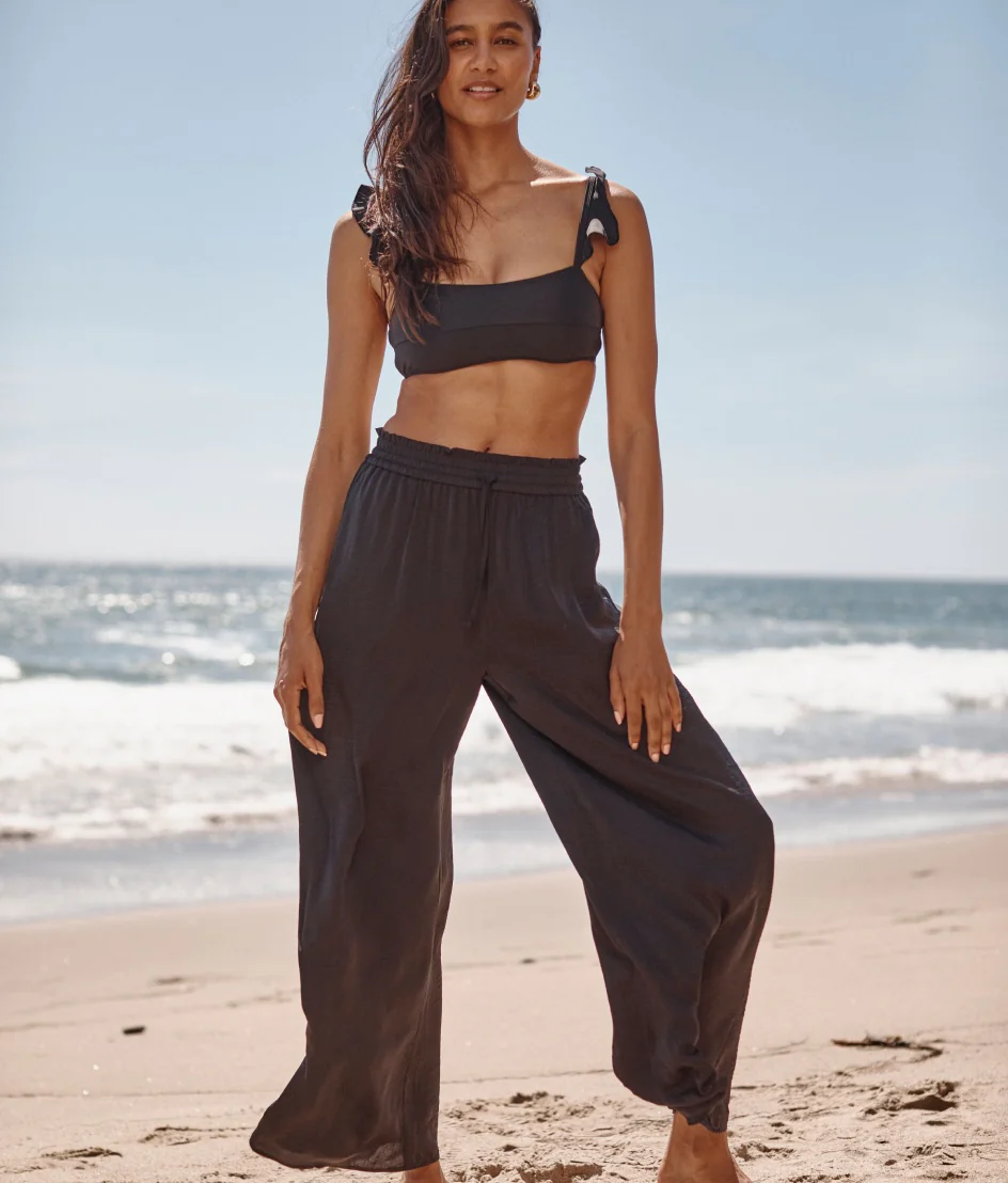 The Silky Luxe Palazzo Pants with Ties - Sea Urchin - Image 3