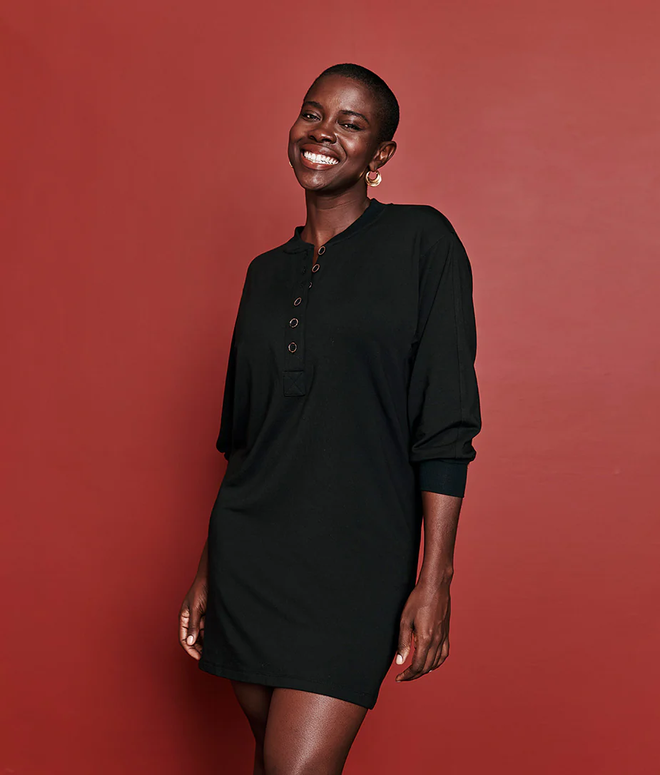 The Softest French Terry Henley Dress - Main - Image 2
