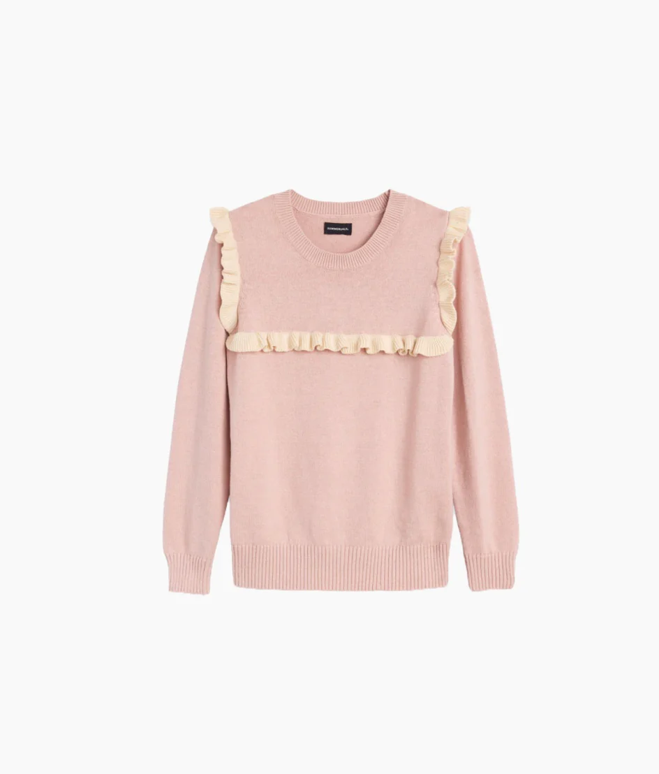 The Year-Round Crewneck Ruffle Sweater - Petal - Image 5